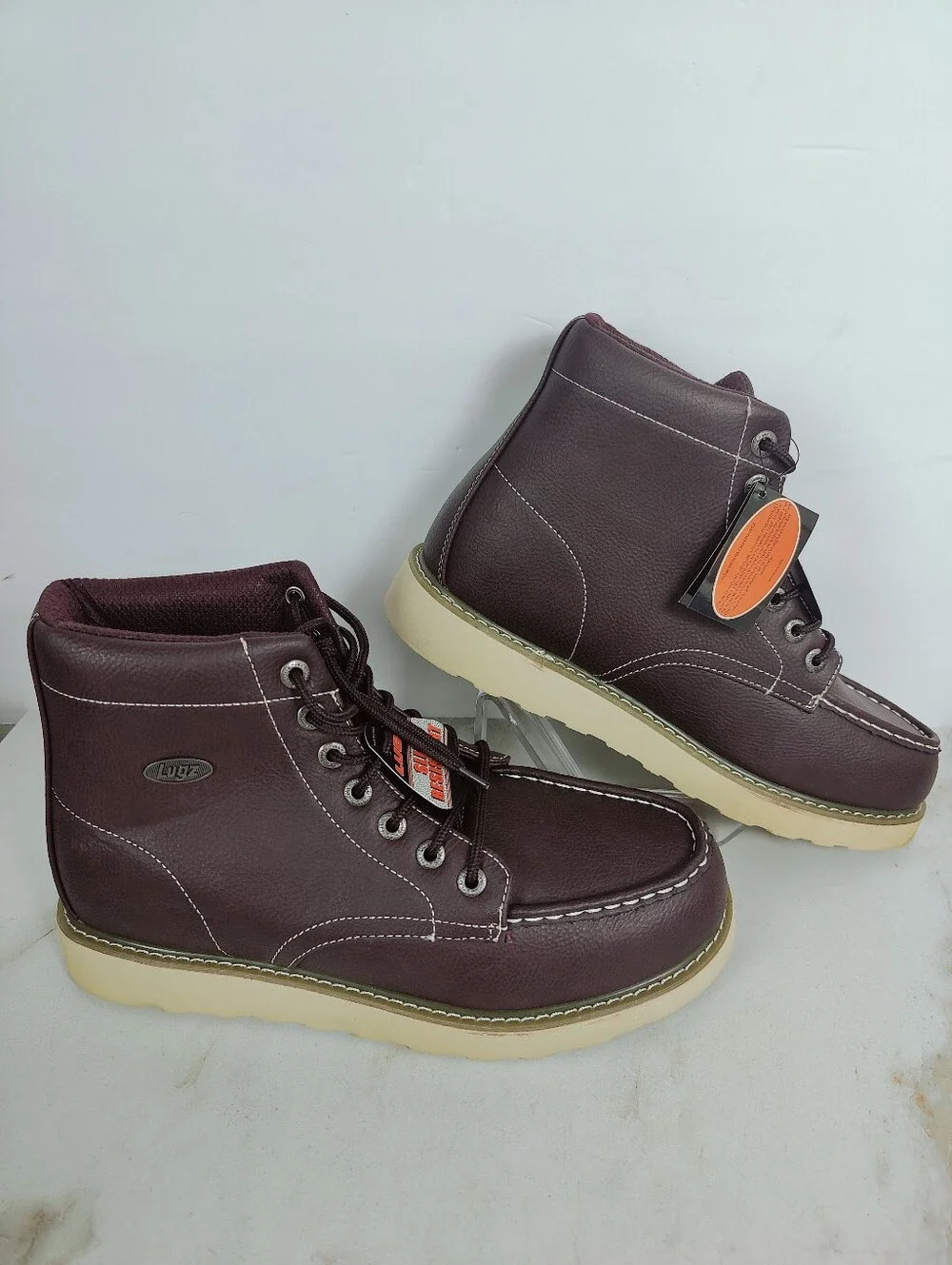 NWT Lugz Cypress Men's Brown Ox Blood Lace-Up Slip Resistant Work Boots, 11